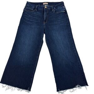 Kut from the Kloth Meg Fab Ab Wide Leg Jeans Womens 12P Dark Wash Raw Hem